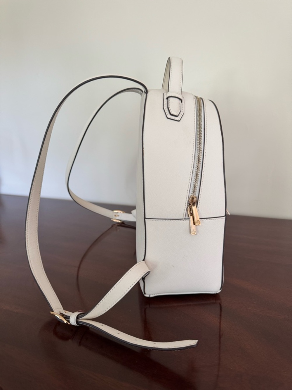 Tory Burch Off White Leather Emerson Backpack with Gold Hardware - Picture 5 of 12